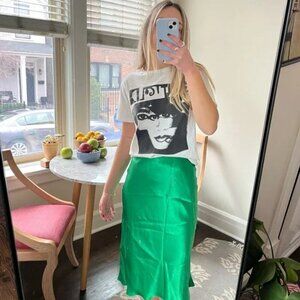 Aritzia Green Midi Slip Skirt for Casual Wear